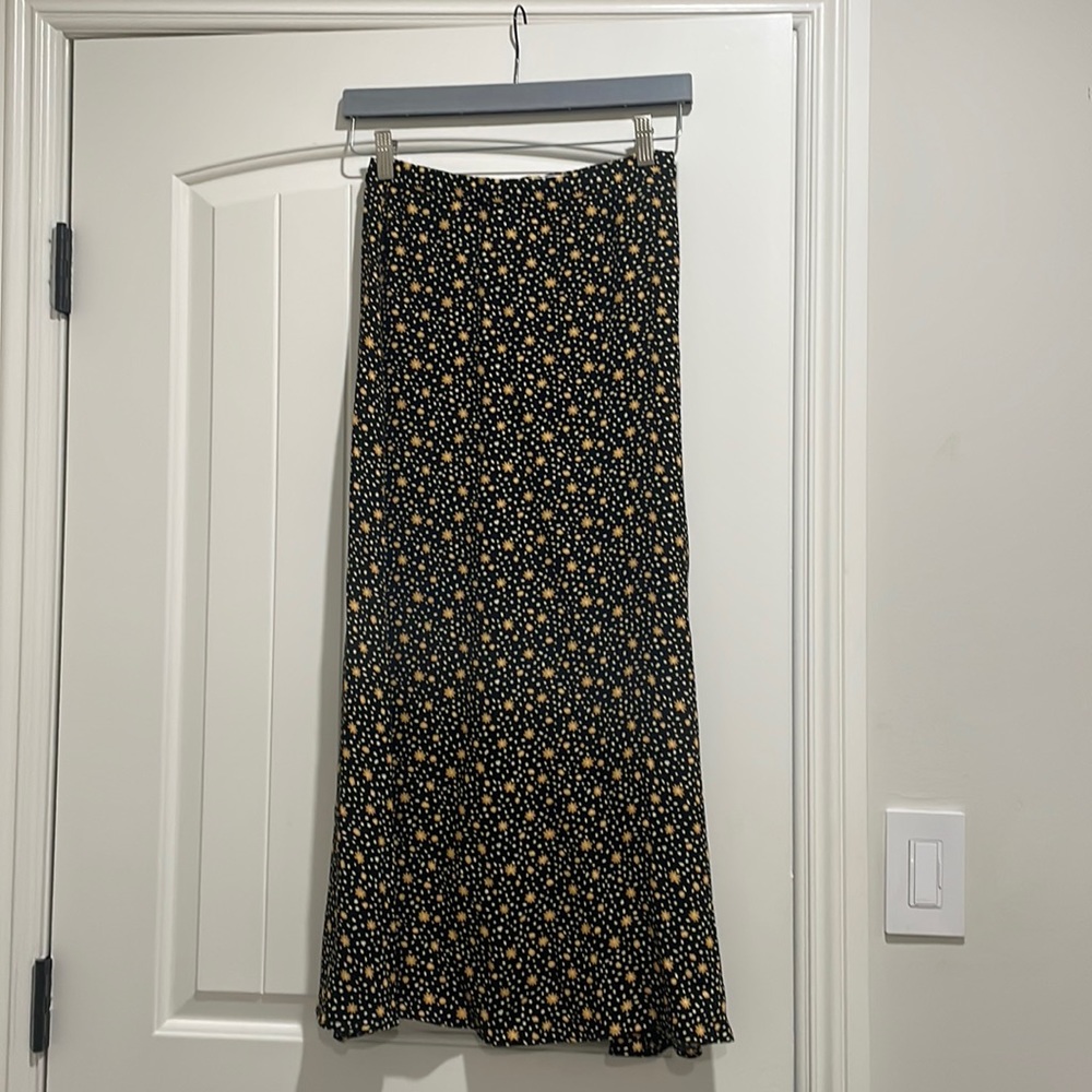 Reformation black flower maxi skirt size 0